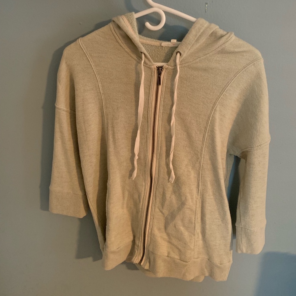 Quarter sleeve sea foam green sweatshirt.
